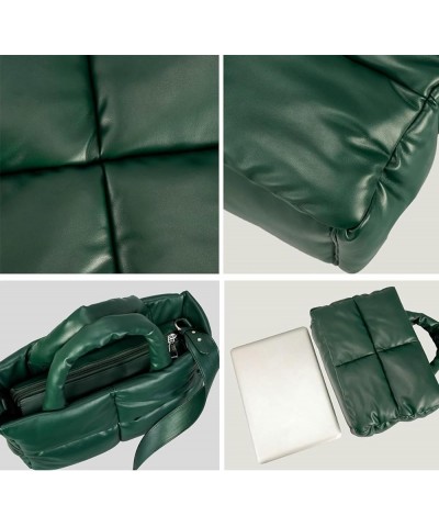 Hobo Bags for Women Soft Puffer Down Padding Shoulder Bags Top-Handle Bags Square Solid Tote Handbags Green $36.97 Totes