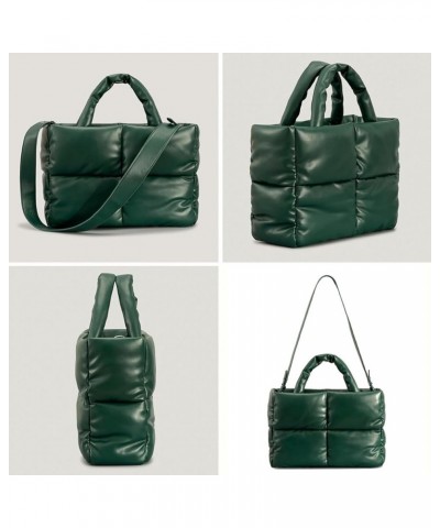 Hobo Bags for Women Soft Puffer Down Padding Shoulder Bags Top-Handle Bags Square Solid Tote Handbags Green $36.97 Totes