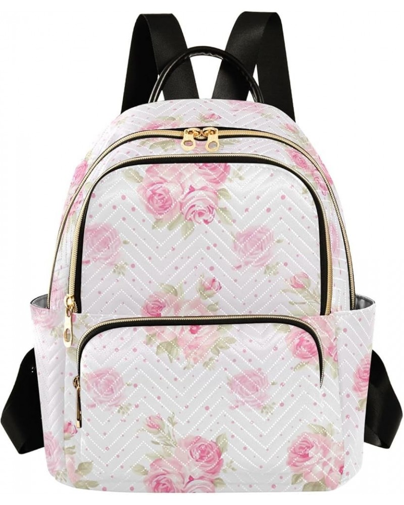 Pink Rose Flower Backpack for Women Fashion Shoulder Bags Small Casual Daypack Travel Bag S 202a4576 S(10.23"x5.11"x12.59") 2...