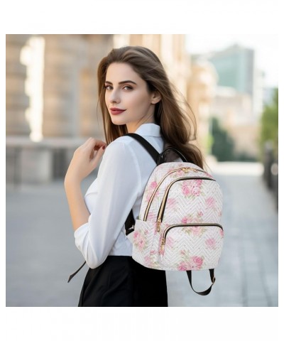 Pink Rose Flower Backpack for Women Fashion Shoulder Bags Small Casual Daypack Travel Bag S 202a4576 S(10.23"x5.11"x12.59") 2...