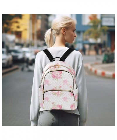 Pink Rose Flower Backpack for Women Fashion Shoulder Bags Small Casual Daypack Travel Bag S 202a4576 S(10.23"x5.11"x12.59") 2...