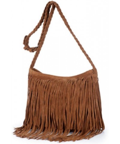 Women's Punk Satchel Tassel Suede Fringe Shoulder Messenger Cross Body Bag Shopping Beach Bag (purple) Brown $30.60 Totes