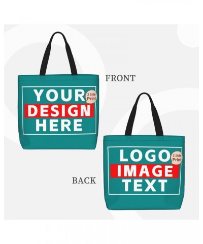 Custom Tote Bags with Team Photo Logo Text Custom Bags for Small Business Personalized Tote Bags In Bulk Women Girls Dark Cya...