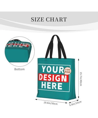 Custom Tote Bags with Team Photo Logo Text Custom Bags for Small Business Personalized Tote Bags In Bulk Women Girls Dark Cya...