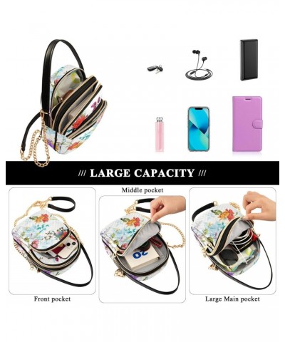 Vintage Plants and Birds Small Handbags Quilted Crossbody Bags for Women Chain Crossbody $13.25 Crossbody Bags