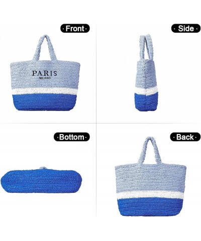 Large Straw Beach Bag for Women Summer Woven Shoulder Tote Bag Straw Purses and Handbags for Vacation (Black) Blue $27.05 Totes