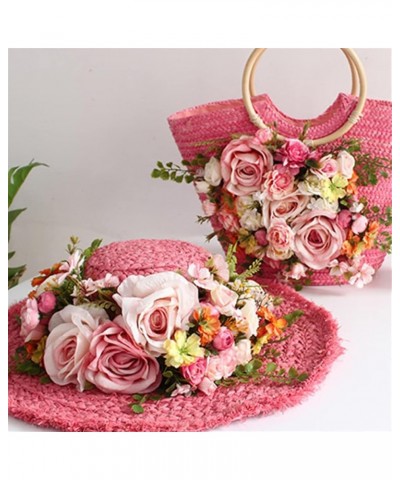 Ladies Rose Straw Bag Pretty Festive Party Shoulder Bag Bag Purple 1 $51.75 Shoulder Bags