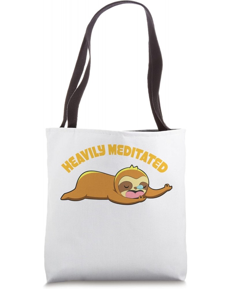 Heavily Meditated Yoga Meditation Sloth Sleeping Tote Bag $15.05 Totes