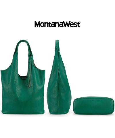 Slouchy Hobo Bags for Women Soft Designer Shoulder Purses Ladies Top Handle Handbag Z Emerald Greem $17.99 Totes