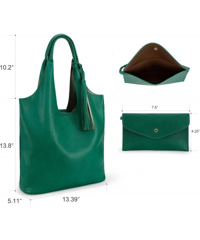 Slouchy Hobo Bags for Women Soft Designer Shoulder Purses Ladies Top Handle Handbag Z Emerald Greem $17.99 Totes