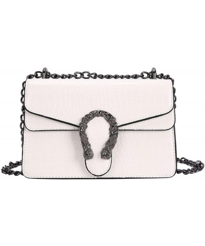 2022 one-shoulder messenger bag crocodile pattern diamond chain armpit small square bag(black) White $27.95 Totes