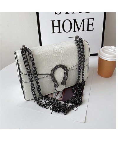 2022 one-shoulder messenger bag crocodile pattern diamond chain armpit small square bag(black) White $27.95 Totes