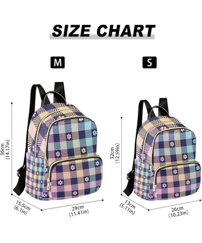 Women Backpack Purple Plaid Flower Cute Anti-Theft Travel Backpack with Luggage Belt Lightweight Handbag Lady Purse Roomy Dou...