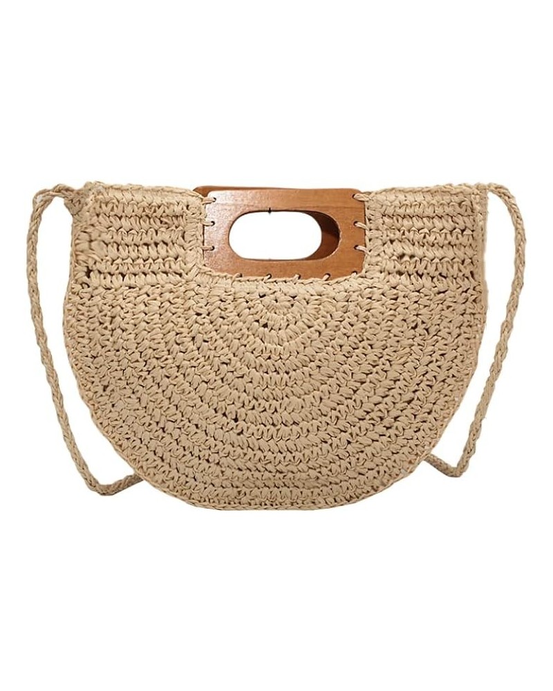 Summer Big Handbag Ladies Straw Shoulder Bags Holiday Beach Bohemian Woven Handle Bag Fashion Shopper Beige Bag $18.98 Handbags