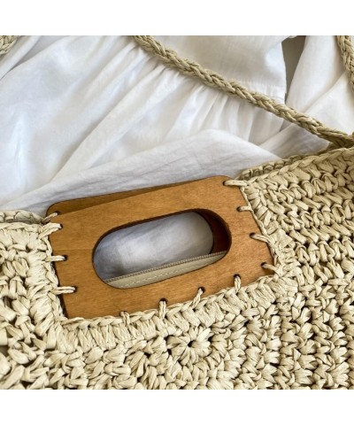 Summer Big Handbag Ladies Straw Shoulder Bags Holiday Beach Bohemian Woven Handle Bag Fashion Shopper Beige Bag $18.98 Handbags