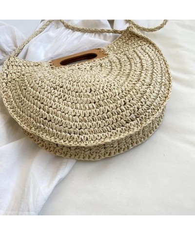 Summer Big Handbag Ladies Straw Shoulder Bags Holiday Beach Bohemian Woven Handle Bag Fashion Shopper Beige Bag $18.98 Handbags