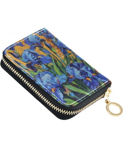 Irises Oil Painting RFID Credit Card Holder Leather With Zipper Card Case Wallet for Women Girls $9.87 Wallets