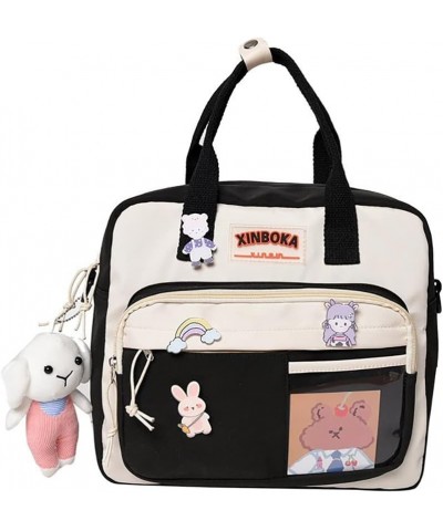 Kawaii Backpack Cute Messenger Bag Crossbody Canvas Tote Bag for Women Kawaii Ita Bag with Kawaii Accessories A07-black $22.8...