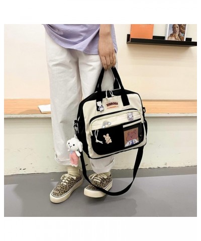 Kawaii Backpack Cute Messenger Bag Crossbody Canvas Tote Bag for Women Kawaii Ita Bag with Kawaii Accessories A07-black $22.8...