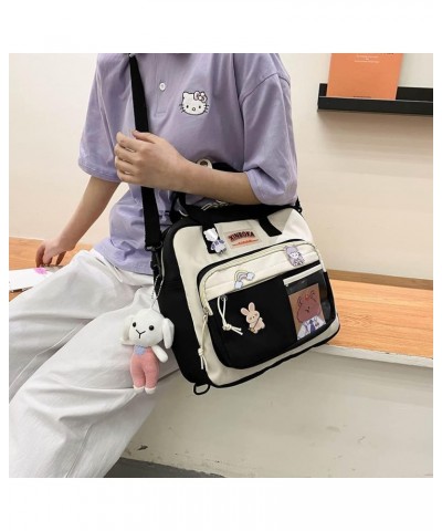 Kawaii Backpack Cute Messenger Bag Crossbody Canvas Tote Bag for Women Kawaii Ita Bag with Kawaii Accessories A07-black $22.8...