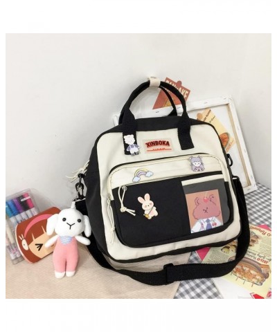 Kawaii Backpack Cute Messenger Bag Crossbody Canvas Tote Bag for Women Kawaii Ita Bag with Kawaii Accessories A07-black $22.8...