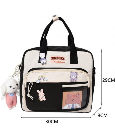 Kawaii Backpack Cute Messenger Bag Crossbody Canvas Tote Bag for Women Kawaii Ita Bag with Kawaii Accessories A07-black $22.8...