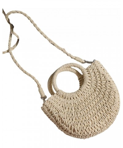 Women's Straw Satchel Handbag Clutch Bags Woven Crossbody Boho Bags Beige one-size Beige $19.34 Totes