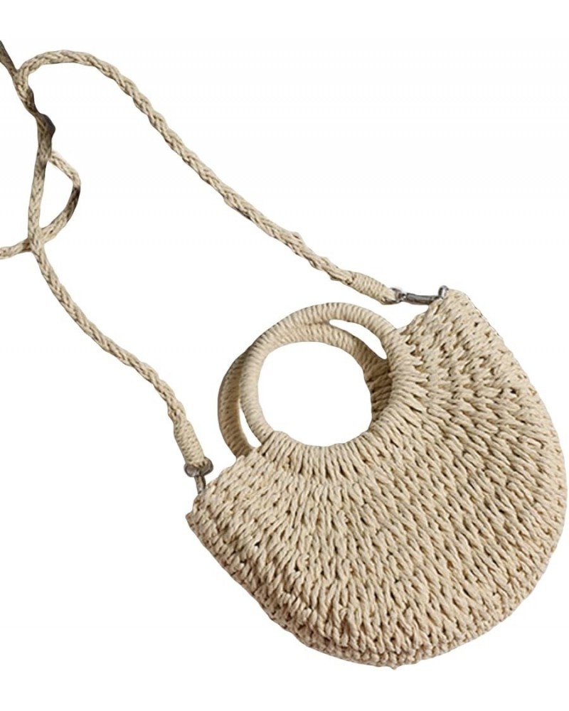 Women's Straw Satchel Handbag Clutch Bags Woven Crossbody Boho Bags Beige one-size Beige $19.34 Totes