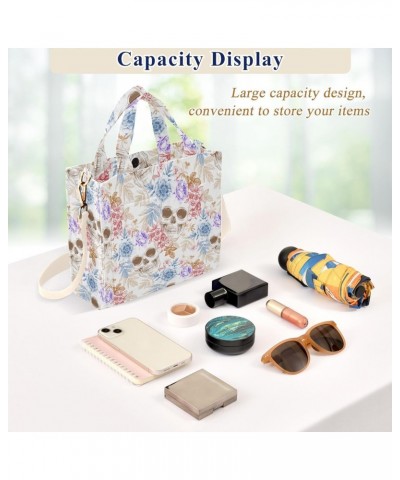 Women's Tote Handbags Tote Shoulder Bag Flower Skull 3 Big Capacity Handbag for College Work Travel Business,S $16.22 Totes