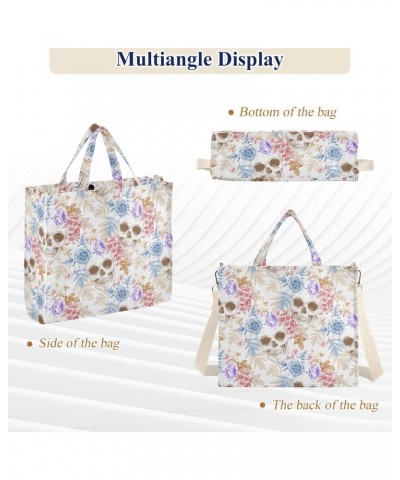 Women's Tote Handbags Tote Shoulder Bag Flower Skull 3 Big Capacity Handbag for College Work Travel Business,S $16.22 Totes