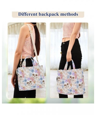 Women's Tote Handbags Tote Shoulder Bag Flower Skull 3 Big Capacity Handbag for College Work Travel Business,S $16.22 Totes