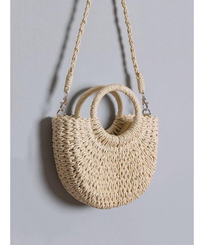 Women's Straw Satchel Handbag Clutch Bags Woven Crossbody Boho Bags Beige one-size Beige $19.34 Totes