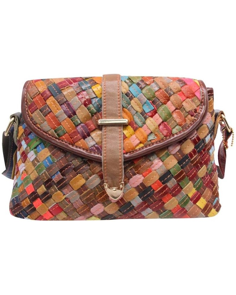 Women's Multicolor Floral Shoulder Bag Genuine Leather Patchwork Colorful urses Multicoloured $52.87 Shoulder Bags