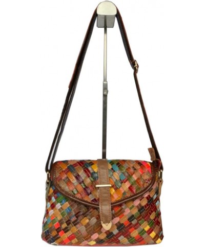 Women's Multicolor Floral Shoulder Bag Genuine Leather Patchwork Colorful urses Multicoloured $52.87 Shoulder Bags