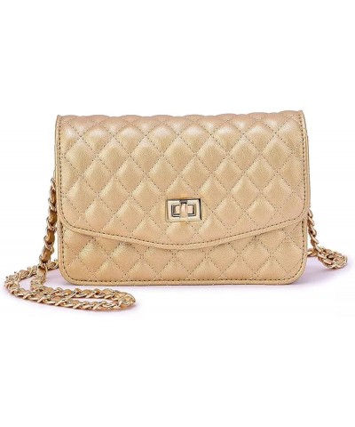 Handbags, Amanda Quilted Crossbody Clutch Metallic Champagne $23.84 Crossbody Bags