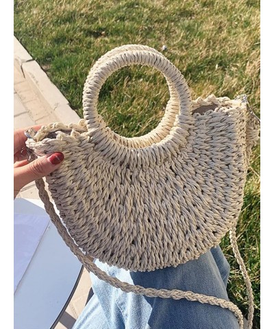 Women's Straw Satchel Handbag Clutch Bags Woven Crossbody Boho Bags Beige one-size Beige $19.34 Totes