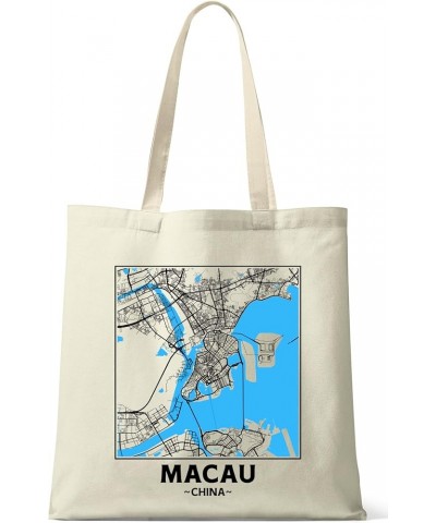 Macau, China, City Map Natural Cotton Tote Shopper Bag Simple With Natural Handles $15.31 Totes