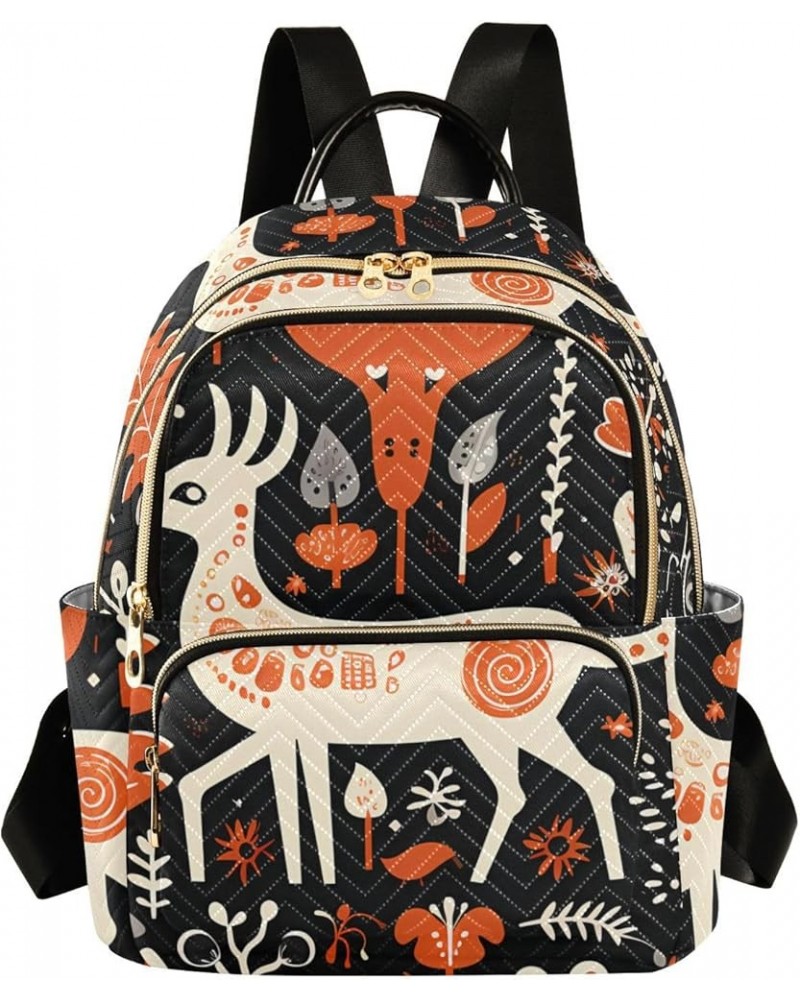 Orange Christmas Tree Elk Fashion Travel Backpack for Women Multi Pockets Lightweight Purse for Women-M Multicolor Small $17....