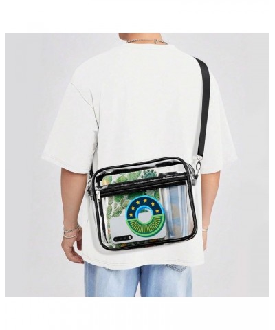 Women Men Clear Crossbody Bag Letter D Sticker Clear Purse PVC Messenger Bag Stadium Approved for Travel Concert Letter O Sti...