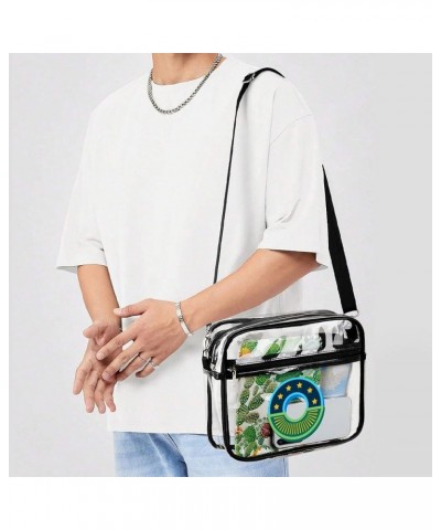 Women Men Clear Crossbody Bag Letter D Sticker Clear Purse PVC Messenger Bag Stadium Approved for Travel Concert Letter O Sti...