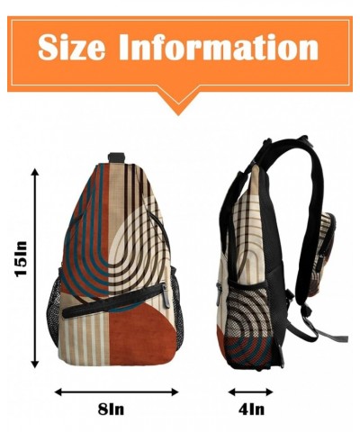 Sling Bag Crossbody Bag for Women Men Abstract Geometric Green Brown Gradient Waves Beach Waterproof Hiking Backpack Lightwei...