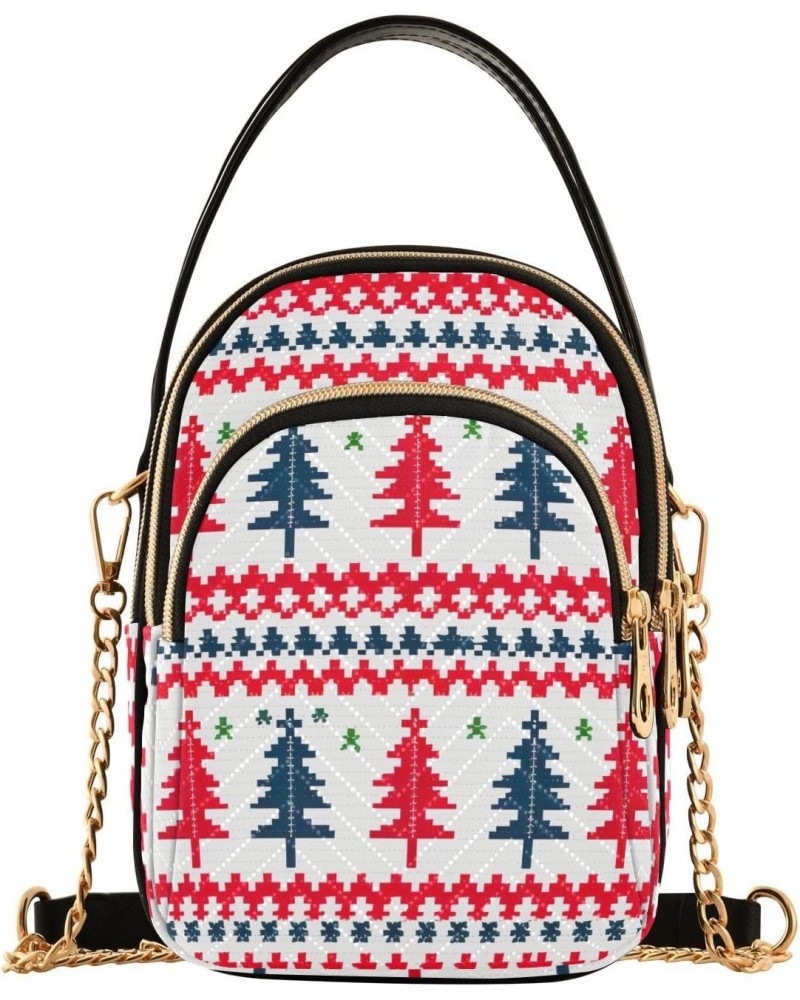 Christmas Knit Tree Crossbody Bags for Women Crossbody Tote Bag Cell Phone Wallet with Chain Strap for Travel Daily Use $10.4...