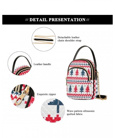 Christmas Knit Tree Crossbody Bags for Women Crossbody Tote Bag Cell Phone Wallet with Chain Strap for Travel Daily Use $10.4...