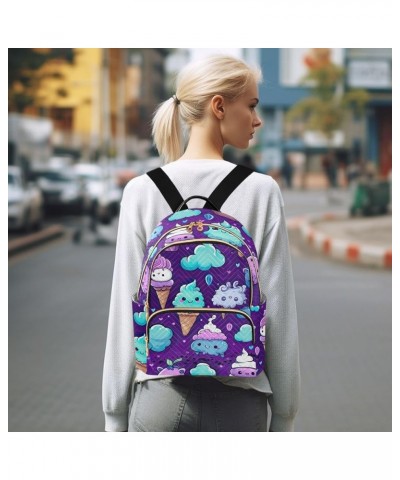 Quilted Backpack for Women French Flag Pattern Mini Purse Backpack for Women Travel Backpack Cartoon Ice Cream Medium $19.24 ...