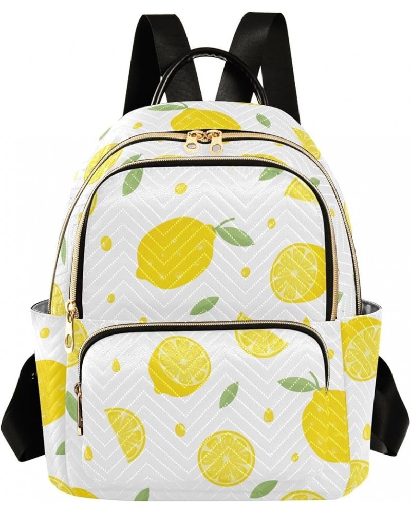 Summer Lemon Quilted Backpack for Women Travel Bag Shoulder Bags Purse for Nurse Work Daily M Small $18.28 Backpacks