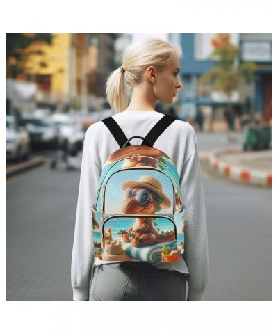 Small Backpack Purse for Women, A Cute Dinosaur Vacationing on The Beach Travel Bag Casual Daypack Shoulder Bag Small $19.43 ...