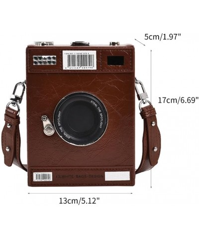 Vintage PU Camera Box Top Handle Bags Women Tote Bag Shoulder Crossbody Handbag Purse Party Clutch Brown $13.72 Crossbody Bags