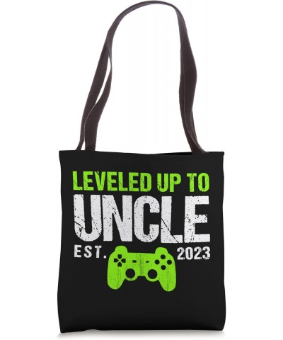 Leveled Up To Uncle Est 2023 - Funny New Uncle Gamer Vintage Tote Bag $14.50 Totes