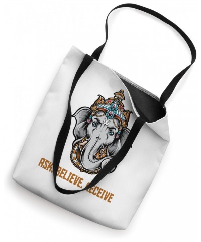 Lord Ganesh Vinayaka Ask Believe And Receive Graphic Design Tote Bag $10.91 Totes