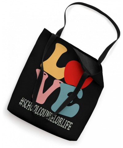 School Counselor Love Apple Groovy Retro Cute Back To School Tote Bag $13.05 Totes